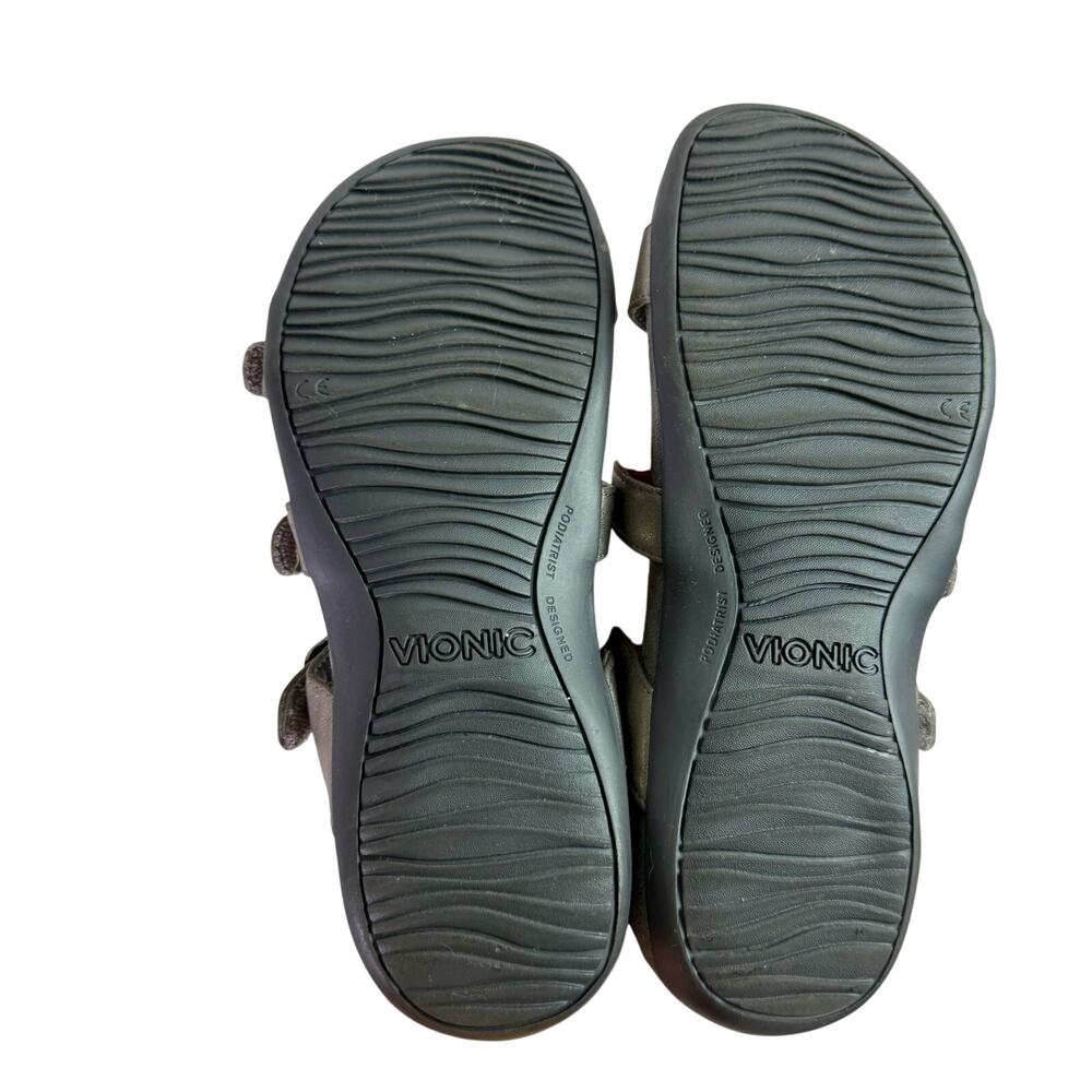 Vionic Women's 8 Pewter Gray Leather Strappy Slide On Comfort Sandals Walking - Picture 6 of 10